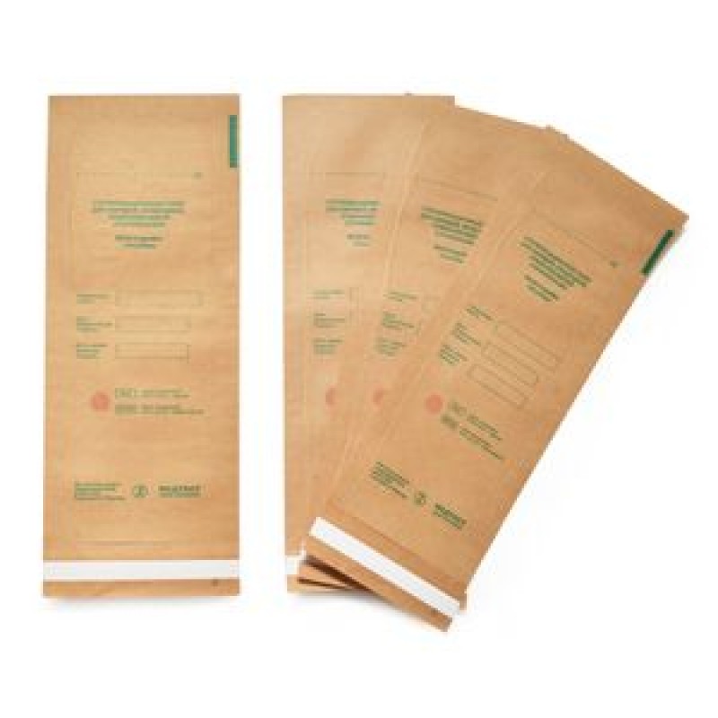 Крафт пакеты бумажные самоклеящиеся 100*250 для стерилизации, коричневый 100 шт