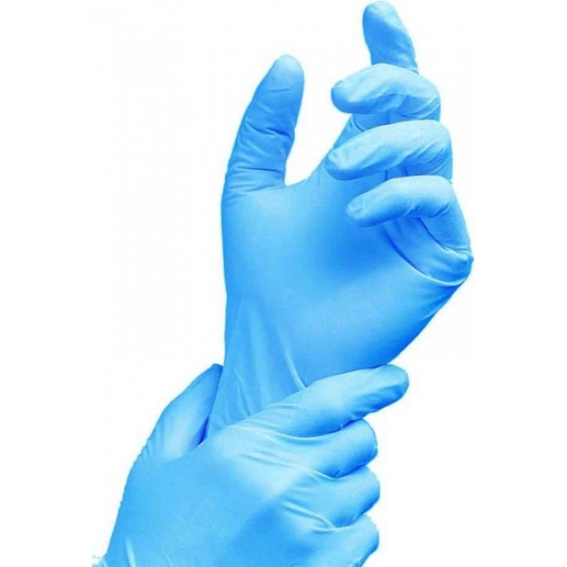 Перчатки нитриловые голубые M, 100 шт