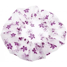 Шапочка для душа, белая с фиолетовыми цветами Dewal Beauty DBH2