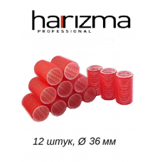 Бигуди липучки красные 36мм 12шт, Harizma