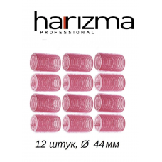 Бигуди липучки розовые 44мм 12шт, Harizma